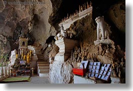 altar, asia, buildings, cave temple, horizontal, laos, luang prabang, temples, photograph