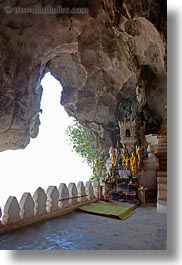 altar, asia, buildings, cave temple, laos, luang prabang, temples, vertical, photograph