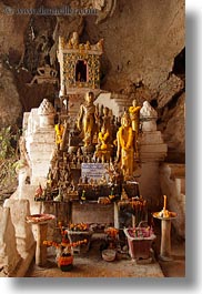 altar, asia, buildings, cave temple, laos, luang prabang, temples, vertical, photograph