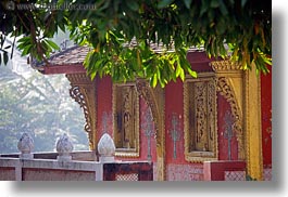 asia, branches, buddhist, buildings, horizontal, laos, leaves, luang prabang, religious, temples, photograph