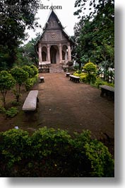 asia, buddhist, buildings, laos, luang prabang, phou si mountain, religious, temples, vertical, photograph