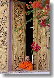 images/Asia/Laos/LuangPrabang/Buildings/Temples/Xiethong/Monk/monk-at-golden-window-1.jpg