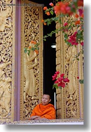 apsara, asia, buddhist, buildings, golden, laos, luang prabang, monks, people, religious, temples, vertical, windows, womens, xiethong, photograph