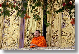 apsara, asia, buddhist, buildings, golden, horizontal, laos, luang prabang, monks, people, religious, temples, windows, womens, xiethong, photograph