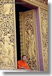 apsara, asia, buddhist, buildings, golden, laos, luang prabang, monks, people, religious, temples, vertical, windows, womens, xiethong, photograph