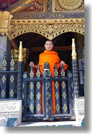 asia, buddhist, buildings, gates, laos, luang prabang, monks, religious, temples, vertical, xiethong, photograph