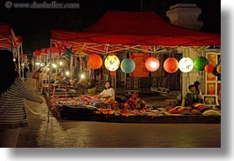 asia, bazaar, horizontal, illuminated, lanterns, laos, luang prabang, market, nite, structures, tents, photograph