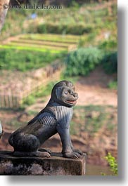 asia, laos, lions, luang prabang, statues, vertical, photograph