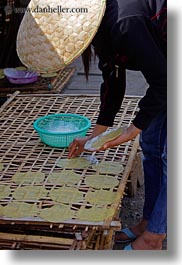 asia, crepes, laos, luang prabang, making, rice, vertical, photograph