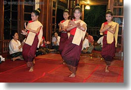 asia, asian, dance, dancing, emotions, girls, horizontal, laos, luang prabang, people, quartet, smiles, photograph