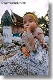 asia, boys, childrens, emotions, laos, luang prabang, people, solitude, temples, thoughtful, vertical, xiethong, photograph