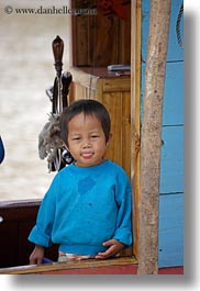 asia, blues, boats, boys, childrens, laos, luang prabang, people, vertical, photograph