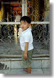 asia, asian, boys, childrens, gates, laos, luang prabang, people, toddlers, vertical, photograph