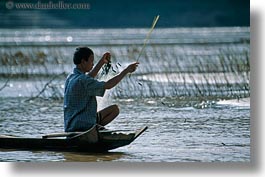 asia, fishermen, horizontal, laos, luang prabang, men, nam khan, people, rivers, photograph