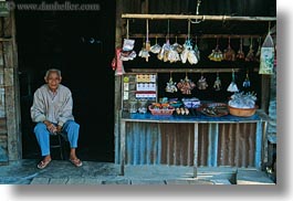 asia, horizontal, laos, luang prabang, men, old, people, sitting, stores, photograph