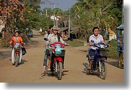 asia, asian, horizontal, laos, luang prabang, motorcycles, people, womens, photograph