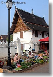 asia, asian, foods, fruits, laos, luang prabang, market, people, produce, selling, selling food, vegetables, vertical, womens, photograph