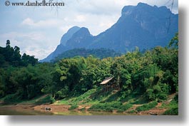 asia, horizontal, houses, jungle, laos, luang prabang, mountains, rivers, scenics, photograph