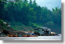 asia, boats, horizontal, laos, luang prabang, nam khan, rivers, scenics, photograph