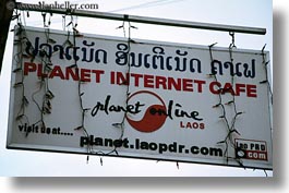 asia, cafes, cambodian, horizontal, internet, language, laos, luang prabang, planet, signs, photograph