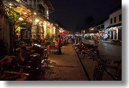 asia, horizontal, laos, luang prabang, main, motorcycles, nite, streets, towns, photograph