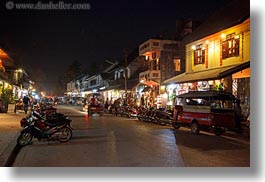 asia, horizontal, laos, luang prabang, main, motorcycles, nite, streets, towns, photograph