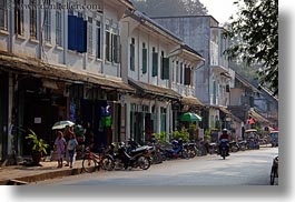 asia, horizontal, laos, luang prabang, main, motorcycles, streets, towns, photograph