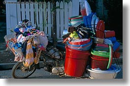 asia, bikes, horizontal, junk, laos, luang prabang, motorcycles, transportation, photograph