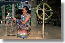 asia, fabrics, horizontal, laos, luang prabang, poverty, weaving, weaving village, womens, photograph
