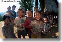 asia, childrens, groups, hmong, horizontal, laos, villages, photograph