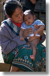 asia, babies, hmong, laos, mothers, vertical, villages, photograph