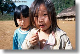 asia, girls, hmong, horizontal, laos, smiling, villages, photograph