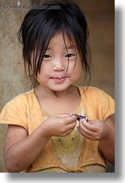 asia, asian, black, childrens, girls, haired, hmong, laos, people, vertical, villages, photograph