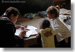 asia, buildings, childrens, classroom, hmong, horizontal, laos, school, structures, teacher, villages, photograph
