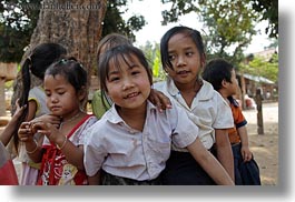 asia, asian, emotions, girls, groups, horizontal, laos, people, river village, smiles, villages, photograph
