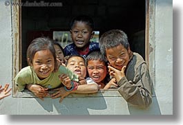 asia, asian, childrens, emotions, groups, horizontal, laos, laugh, people, playing, river village, smiles, villages, windows, photograph