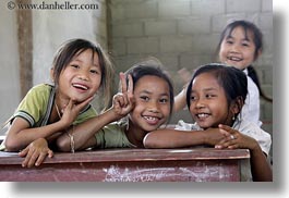 asia, asian, childrens, desks, emotions, groups, horizontal, laos, people, poverty, river village, school, smiles, villages, photograph