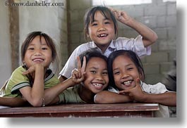 asia, asian, childrens, desks, emotions, groups, horizontal, laos, people, poverty, river village, school, smiles, villages, photograph