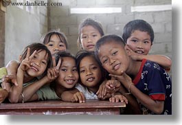 asia, asian, childrens, desks, emotions, groups, horizontal, laos, people, poverty, river village, school, smiles, villages, photograph