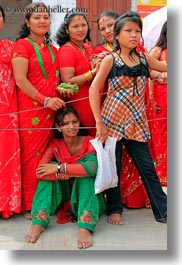 asia, bindi, earrings, emotions, girls, groups, hindu, jewelry, kathmandu, nepal, pashupatinath, people, religious, sindoor, smiles, stud, teenagers, tikka, vertical, womens, photograph