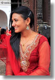 asia, earrings, emotions, girls, jewelry, kathmandu, nepal, nepalese, pashupatinath, smiles, teenage, vertical, womens, photograph