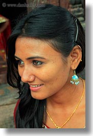 asia, earrings, emotions, girls, jewelry, kathmandu, nepal, nepalese, pashupatinath, smiles, teenage, vertical, womens, photograph