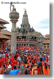 asia, buildings, crowds, kathmandu, nepal, patan darbur square, people, vertical, photograph