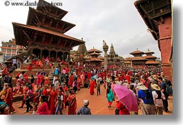 asia, buildings, crowds, horizontal, kathmandu, nepal, patan darbur square, people, photograph