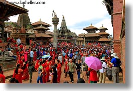 asia, buildings, crowds, horizontal, kathmandu, nepal, patan darbur square, people, photograph