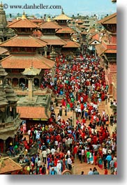 asia, buildings, crowds, kathmandu, nepal, patan darbur square, people, vertical, photograph