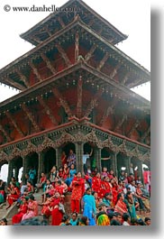 asia, buildings, crowds, kathmandu, nepal, patan darbur square, people, vertical, photograph