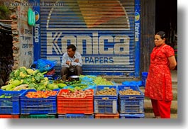 asia, film, hindu, horizontal, kathmandu, konika, men, nepal, patan darbur square, religious, signs, sindoor, tikka, vegetables, vendors, photograph