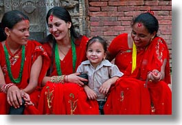 asia, bindi, daughter, earrings, emotions, hindu, horizontal, jewelry, kathmandu, mothers, nepal, nose ring, patan darbur square, religious, sindoor, smiles, stud, tikka, womens, photograph