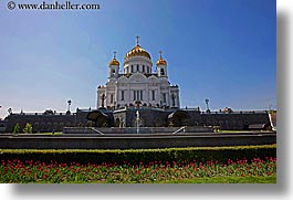 asia, buildings, cathedral of christ, churches, horizontal, landmarks, marble, materials, moscow, onion dome, religious, russia, structures, tulips, photograph